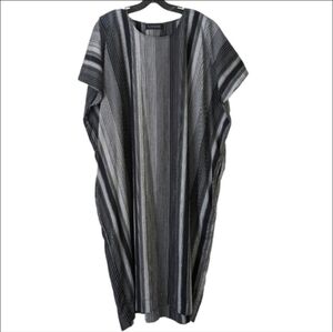 S. Kanouni Design Black Gray Striped Dress Lagenlook One Free Size